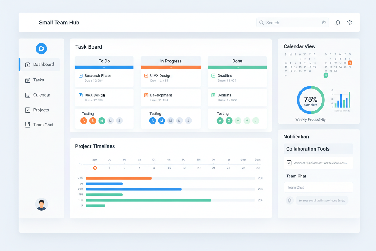 Team Collaboration Dashboard – For small teams or clients, organized for productivity.